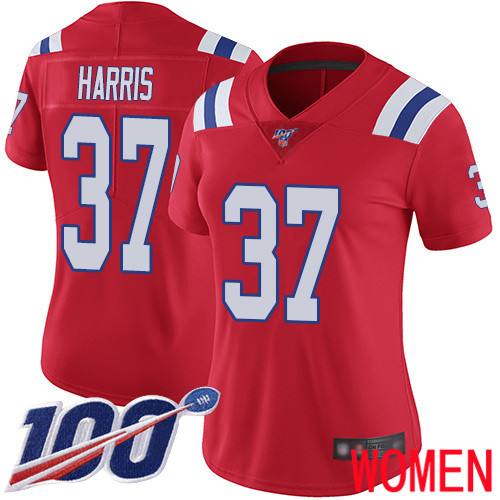 New England Patriots Football 37 100th Season Limited Red Women Damien Harris Alternate NFL Jersey